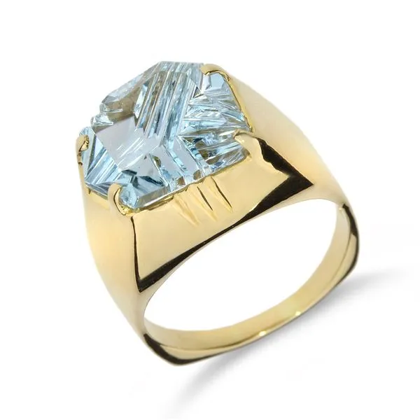 7.52ct Fancy Cut Blue Topaz 18K Yellow Gold Euro shank Ring Purple Creek Holly Springs, NC