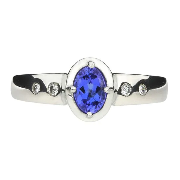 14K White Gold .50ct Oval Tanzanite & Natural Diamond Ring Image 3 Purple Creek Holly Springs, NC