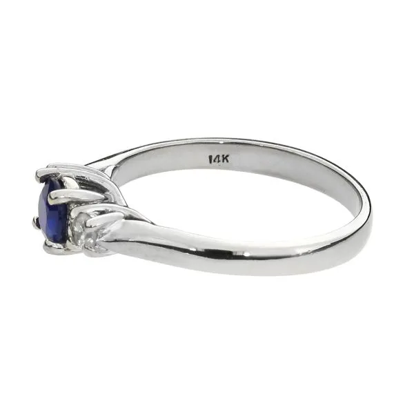 14K White Gold .70ct Blue Sapphire Natural Diamond 3 Stone Ring Image 4 Purple Creek Holly Springs, NC
