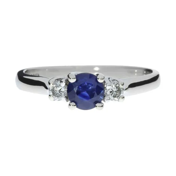14K White Gold .70ct Blue Sapphire Natural Diamond 3 Stone Ring Image 3 Purple Creek Holly Springs, NC