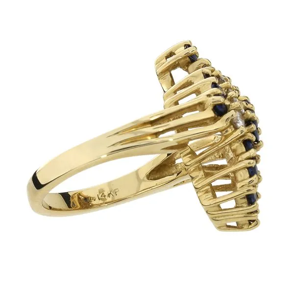 Vintage 14K Blue Sapphire & Natural Diamond Waterfall Cluster Ring Image 4 Purple Creek Holly Springs, NC