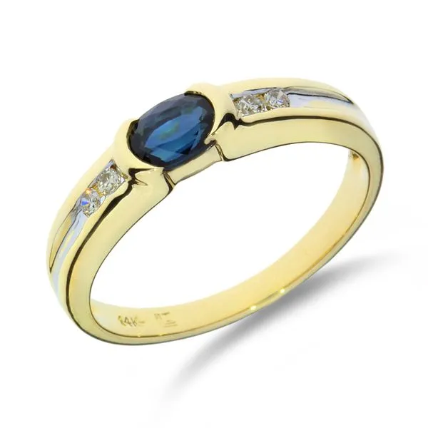 14K Yellow Gold .55ct Blue Sapphire & Natural Diamond Stacking Ring Purple Creek Holly Springs, NC