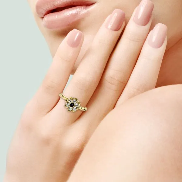 Vintage 14K Yellow Gold Natural Diamond & Sapphire Tulip Twisted Band Image 2 Purple Creek Holly Springs, NC