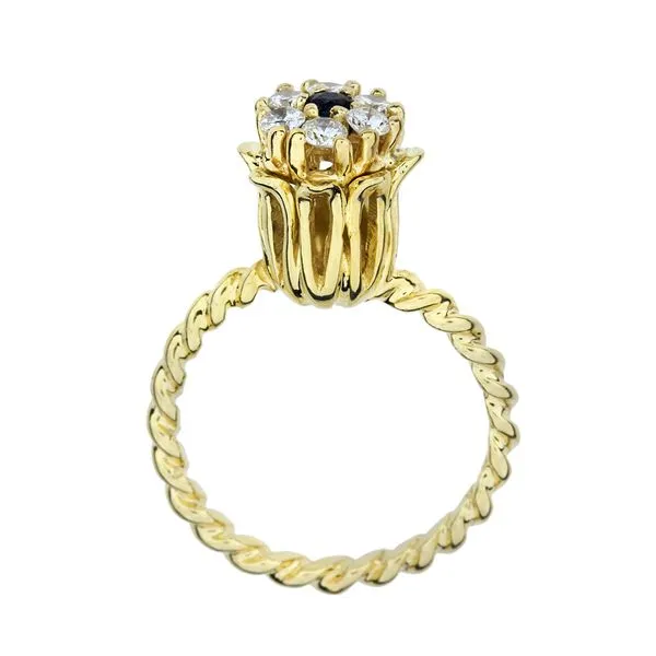 Vintage 14K Yellow Gold Natural Diamond & Sapphire Tulip Twisted Band Image 5 Purple Creek Holly Springs, NC