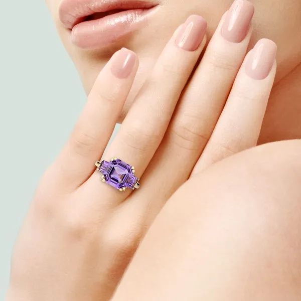4.68ctw Asscher Amethyst 14K Yellow Gold Ring Image 2 Purple Creek Holly Springs, NC