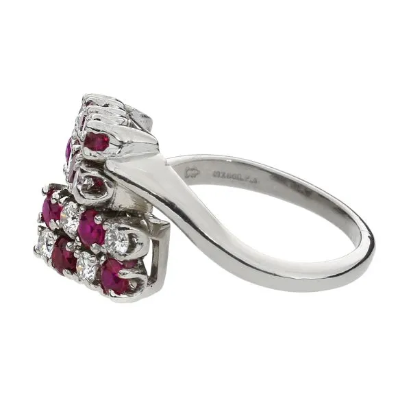 Platinum Ruby & Natural Diamond Cluster Bypass Ring Image 4 Purple Creek Holly Springs, NC