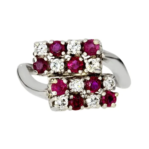 Platinum Ruby & Natural Diamond Cluster Bypass Ring Image 3 Purple Creek Holly Springs, NC