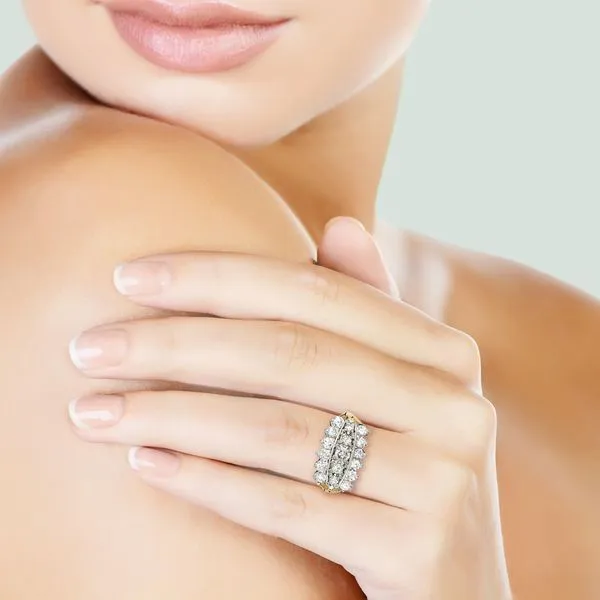 Vintage 14K Yellow and White Gold 1.64ctw Natural Diamond 3 Row Ring Image 2 Purple Creek Holly Springs, NC