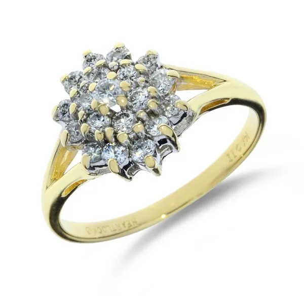 Vintage 14K Yellow Gold .60ctw Natural Diamond Circle Cluster Ring Purple Creek Holly Springs, NC