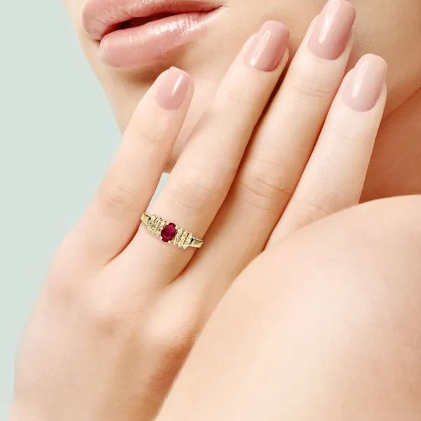 14K Yellow Gold .60ct Ruby & Natural Diamond Ring Image 2 Purple Creek Holly Springs, NC