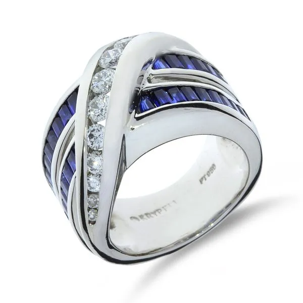 Charles Krypell Platinum Blue Sapphire & Natural Diamond Ring Purple Creek Holly Springs, NC