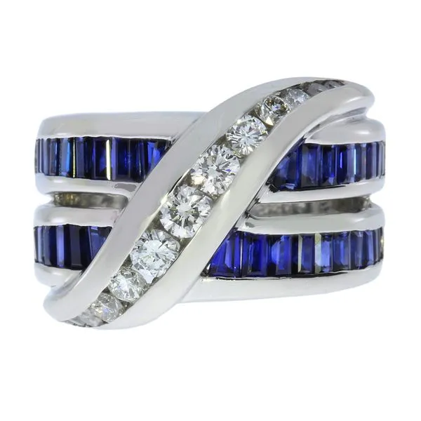 Charles Krypell Platinum Blue Sapphire & Natural Diamond Ring Image 4 Purple Creek Holly Springs, NC