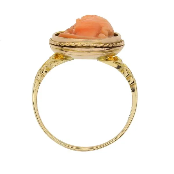 Vintage 14K Yellow Gold High Relief Coral Cameo Ring Image 4 Purple Creek Holly Springs, NC
