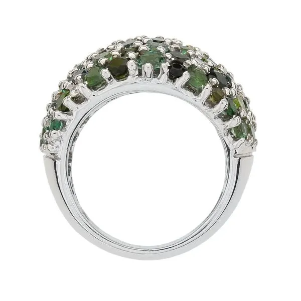18K White Gold 7.36ctw Green Tourmaline & Natural Diamond Dome Ring Image 5 Purple Creek Holly Springs, NC