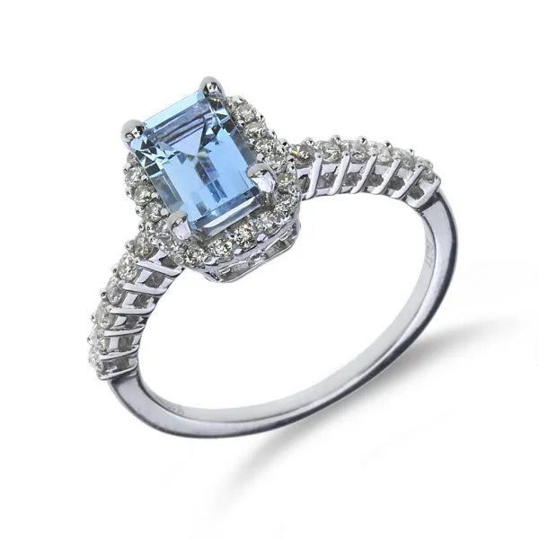 18K White Gold .90ct Aquamarine & Diamond Ring Purple Creek Holly Springs, NC