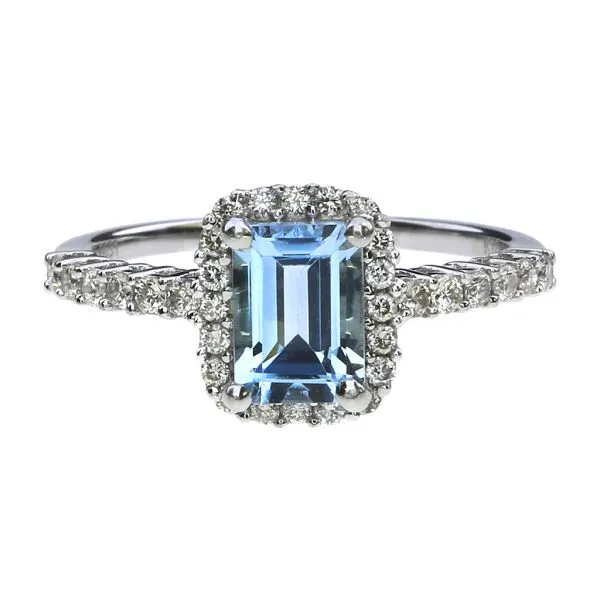 18K White Gold .90ct Aquamarine & Diamond Ring Image 4 Purple Creek Holly Springs, NC