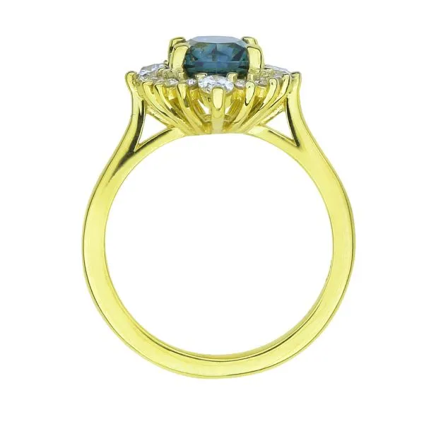 Purple Creek Custom 1.81ct Natural Montana Sapphire with Natural Diamond Halo 18K Ring Image 4 Purple Creek Holly Springs, NC