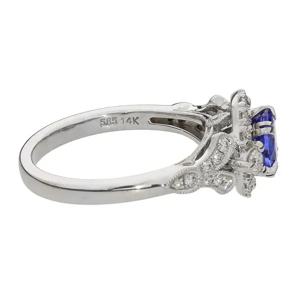New 14K White Gold 1.05ct Tanzanite and Natural Diamond Halo Ring Image 5 Purple Creek Holly Springs, NC