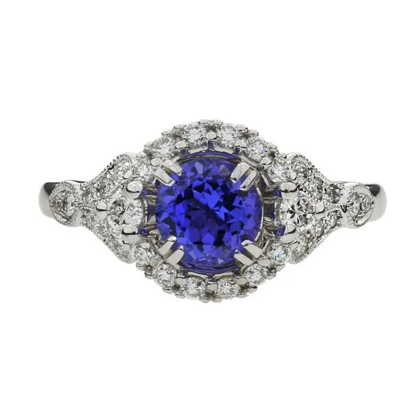 New 14K White Gold 1.05ct Tanzanite and Natural Diamond Halo Ring Purple Creek Holly Springs, NC