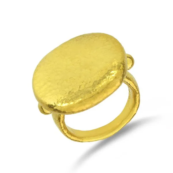 24K Pure Gold Hammered Texture Disc Ring Purple Creek Holly Springs, NC