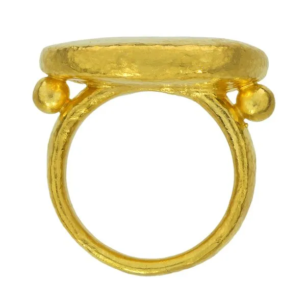 24K Pure Gold Hammered Texture Disc Ring Image 3 Purple Creek Holly Springs, NC