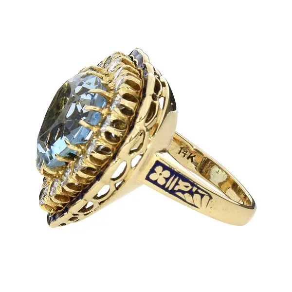 Vintage 14K Yellow Gold 7.87ct Aquamarine and Natural Diamond Dress Ring Image 5 Purple Creek Holly Springs, NC