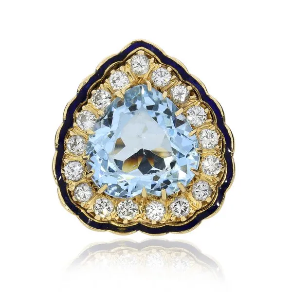 Vintage 14K Yellow Gold 7.87ct Aquamarine and Natural Diamond Dress Ring Purple Creek Holly Springs, NC