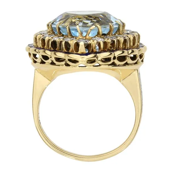 Vintage 14K Yellow Gold 7.87ct Aquamarine and Natural Diamond Dress Ring Image 4 Purple Creek Holly Springs, NC