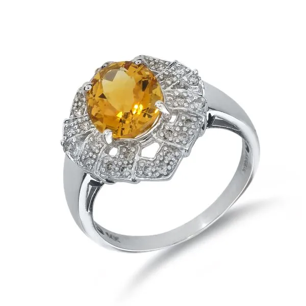 14K White Gold 2.55ct Citrine and Diamond Fancy Halo Ring Image 3 Purple Creek Holly Springs, NC