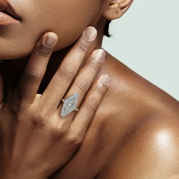 Vintage 14K Yellow and White Gold .59ctw Diamond Navette Ring Image 2 Purple Creek Holly Springs, NC