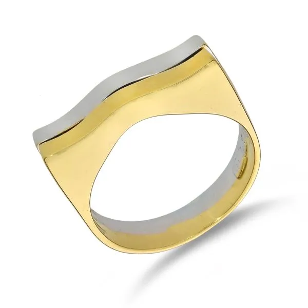 18K Yellow and White Gold Modernist Wave Band Ring Purple Creek Holly Springs, NC