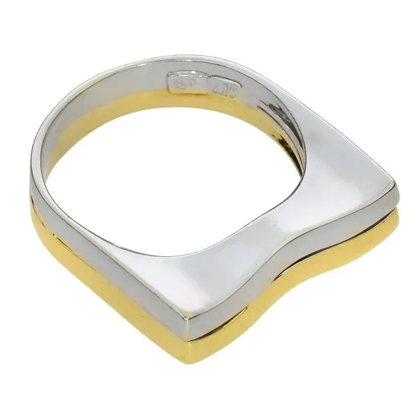 18K Yellow and White Gold Modernist Wave Band Ring Image 3 Purple Creek Holly Springs, NC