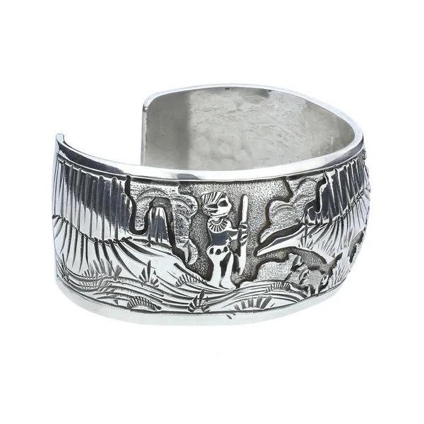 Signed JJ Sterling Silver Hopi Tribal Storyteller Cuff Image 3 Purple Creek Holly Springs, NC