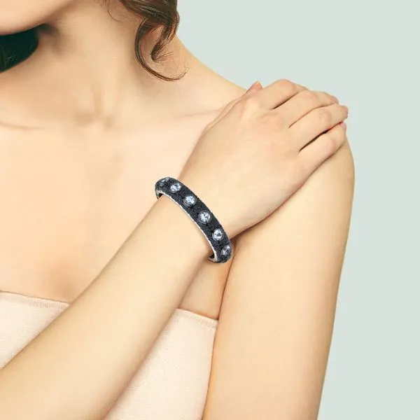 Matthew Campbell Laurenza Black Rhodium Sterling Silver Topaz & Spinel Enamel Bangle Image 2 Purple Creek Holly Springs, NC