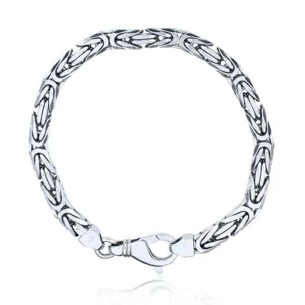 Sterling Square 8 1/2" Byzantine Link Bracelet Purple Creek Holly Springs, NC