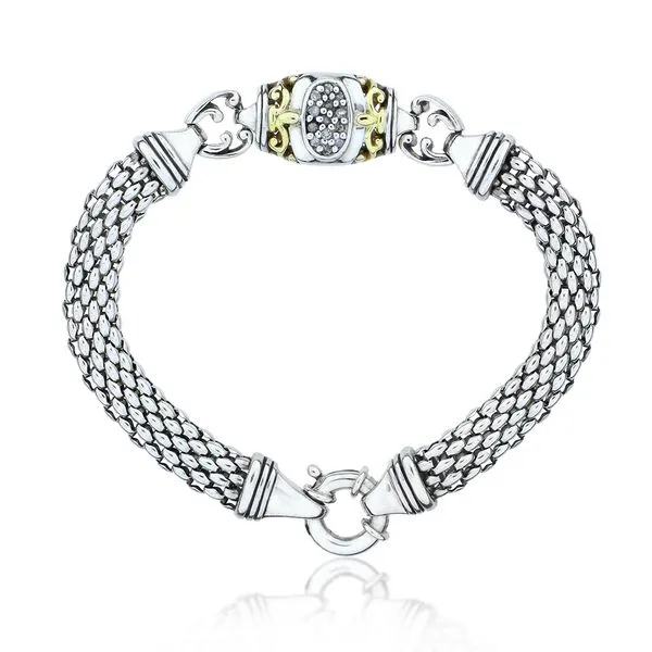 14K Yellow Gold & Sterling .20ctw Diamond 7 1/2" Panther Link Bracelet Purple Creek Holly Springs, NC