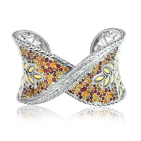 John Hardy Batu Kawung 18K & Sterling Citrine, Garnet, Sapphire Cuff Purple Creek Holly Springs, NC