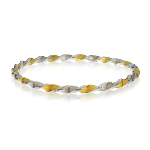 Gurhan Midnight 24K Yellow Gold & Sterling Silver Twisted Bangle Purple Creek Holly Springs, NC