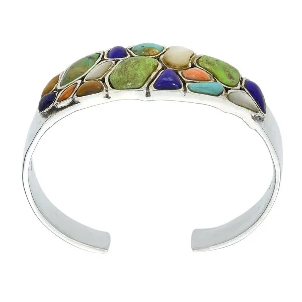 Vintage Southwest Style Sterling Silver Cobblestone Confetti Gemstone Cuff Image 3 Purple Creek Holly Springs, NC