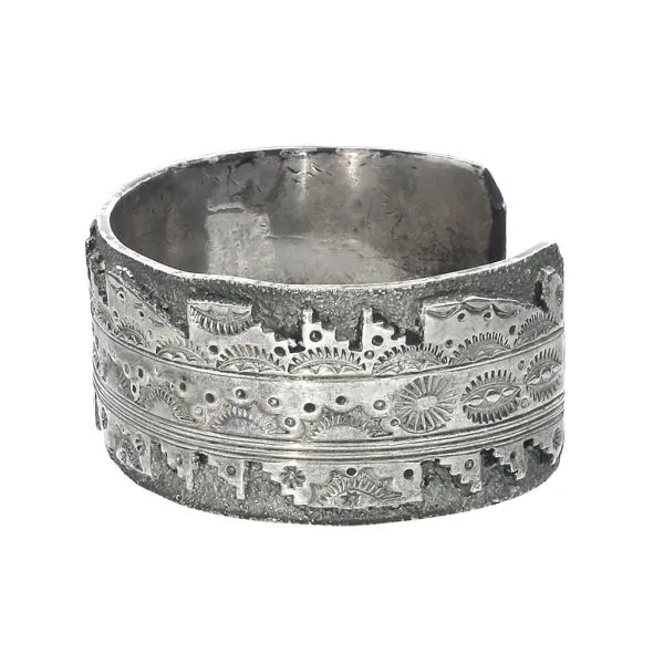 David Tune Navajo Native American Vintage Sterling Silver 6 3/4" Pictorial Cuff Image 3 Purple Creek Holly Springs, NC