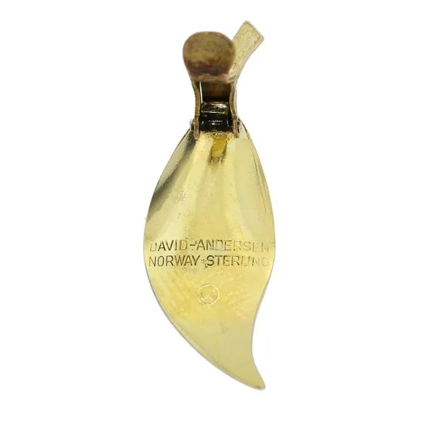 David Andersen Willie Winnaess 1950's Designed Green Guilloche Enamel Leaf Earrings Image 4 Purple Creek Holly Springs, NC