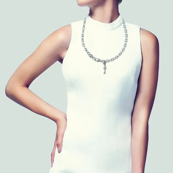 Judith Ripka Sterling Silver 20" Alternating Cable Lock and Key Necklace Image 2 Purple Creek Holly Springs, NC