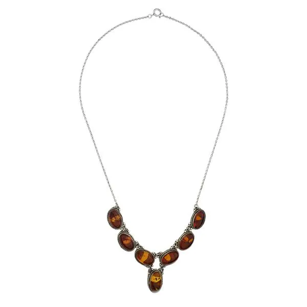 Vintage Sterling Silver 18 1/2" Amber 7 Oval Plaques Necklace Image 3 Purple Creek Holly Springs, NC
