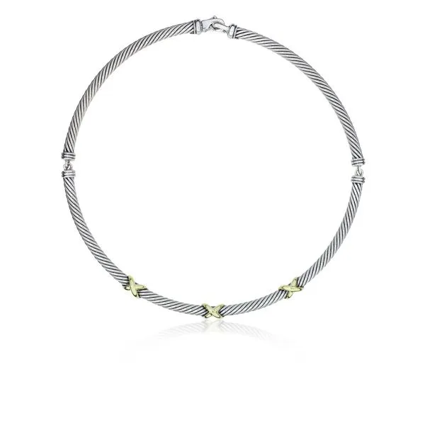 David Yurman 14K Yellow gold & Sterling Silver Triple X Collar 16 1/2" Necklace Purple Creek Holly Springs, NC