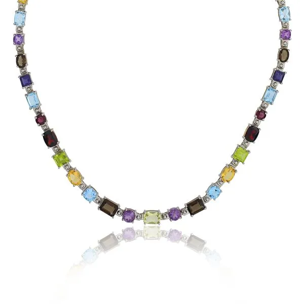 Sterling Silver 37.70ctw Multi Gemstone 17 1/2" Necklace Purple Creek Holly Springs, NC