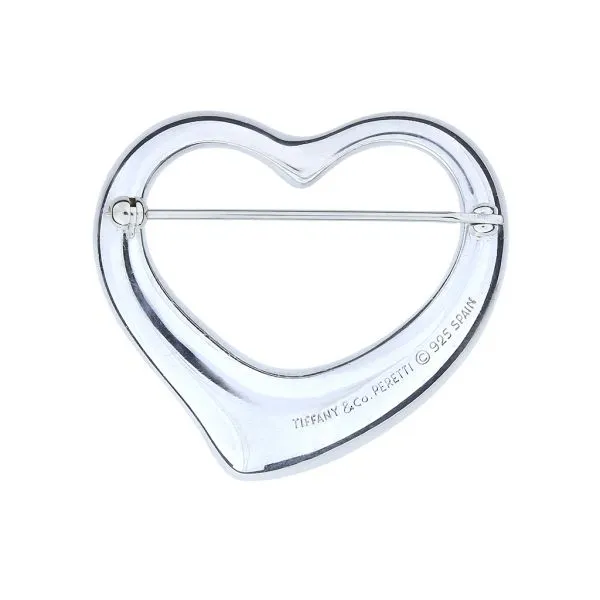 Tiffany & Co. Elsa Peretti Sterling Silver Extra Large Open Heart Brooch Image 3 Purple Creek Holly Springs, NC
