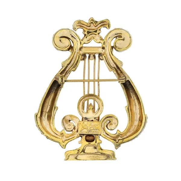 Vintage 1947 Coro Craft Sterling Silver Vermeil Carnegie Hall Lyre or Harp Image 4 Purple Creek Holly Springs, NC