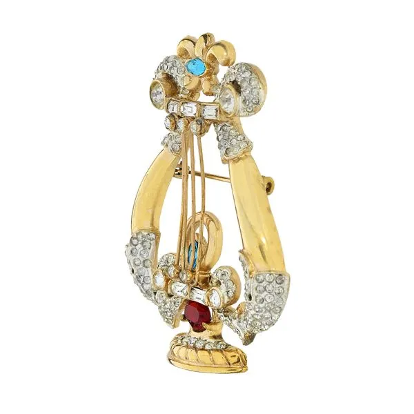 Vintage 1947 Coro Craft Sterling Silver Vermeil Carnegie Hall Lyre or Harp Image 3 Purple Creek Holly Springs, NC