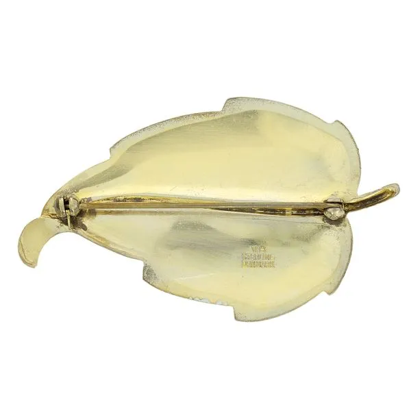 Volmer Bahner Mid Century Guilloche White Enamel Leaf Brooch Image 3 Purple Creek Holly Springs, NC