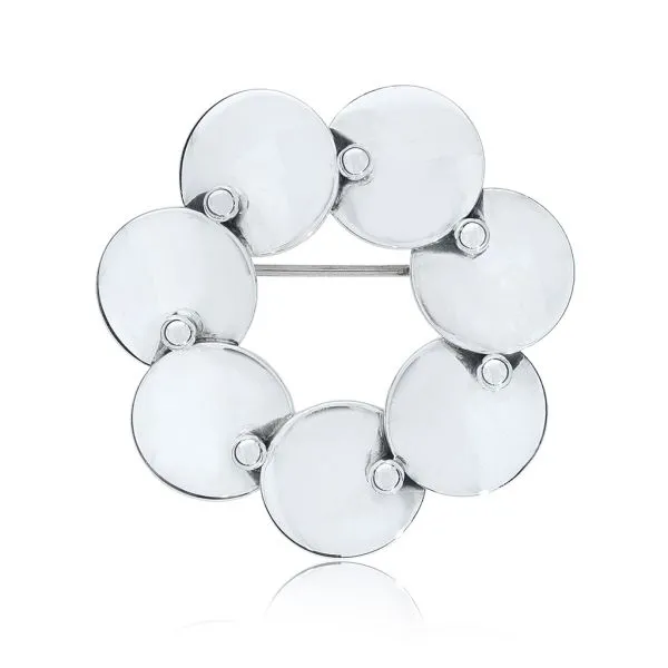 Niels Erik From Mid Century Denmark Sterling Silver Circle Wreath Brooch Purple Creek Holly Springs, NC